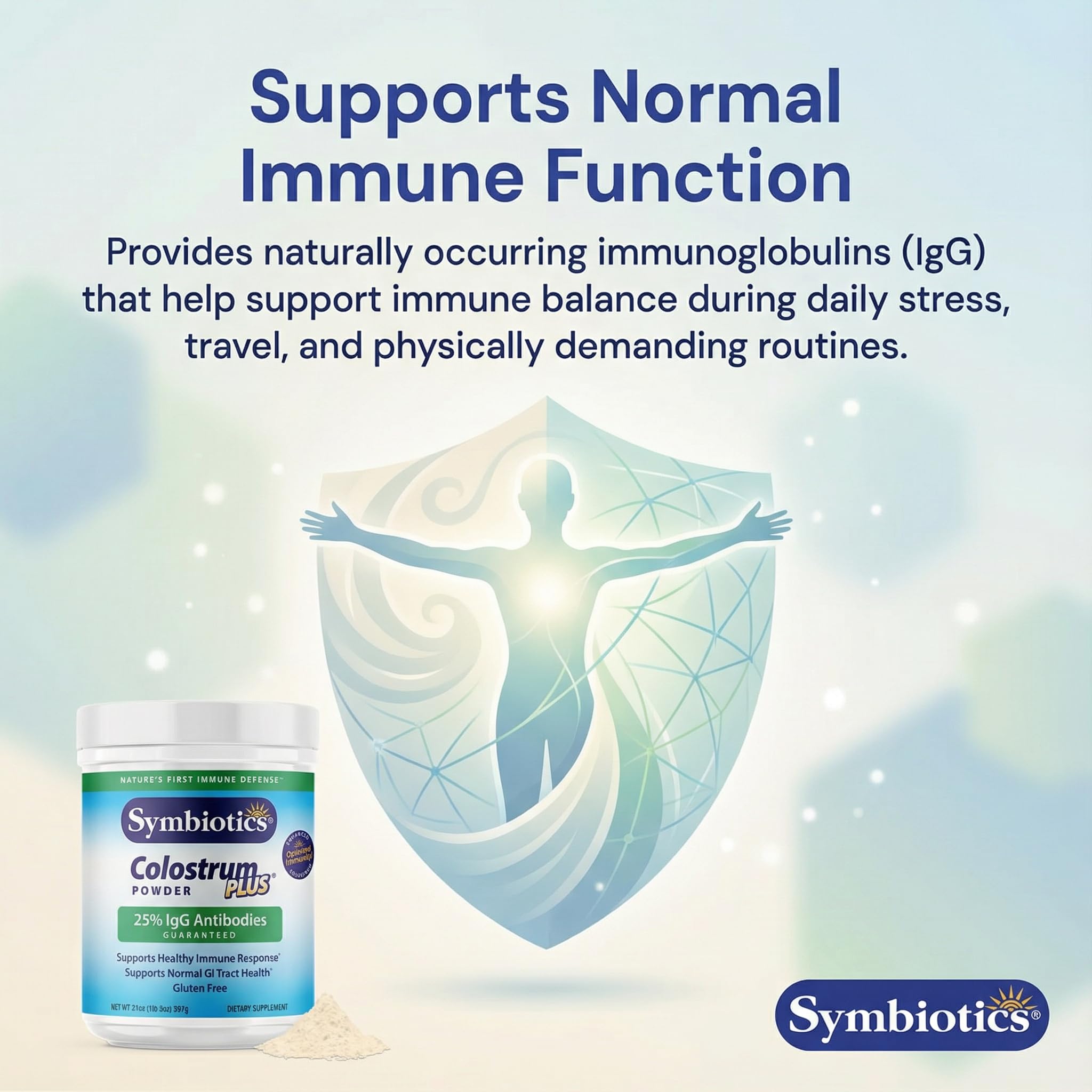 Symbiotics batido de recuperación con Colostrum Plus demostrando apoyo post-entrenamiento