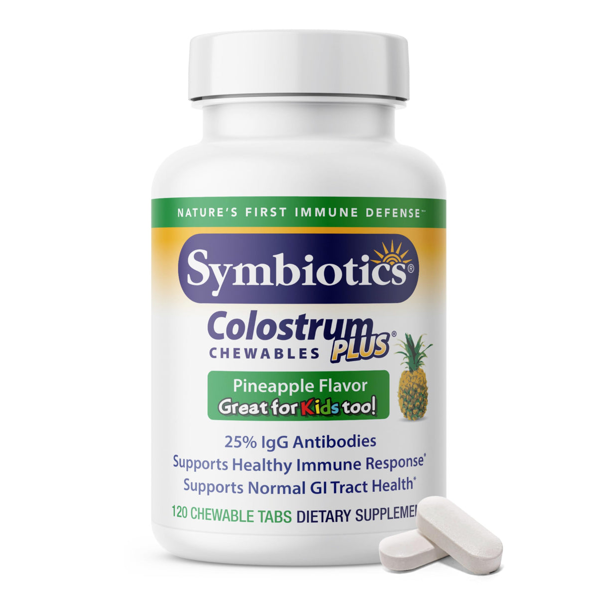 Symbiotics Naturade colostrum frontal del envase, muestra confianza y calidad