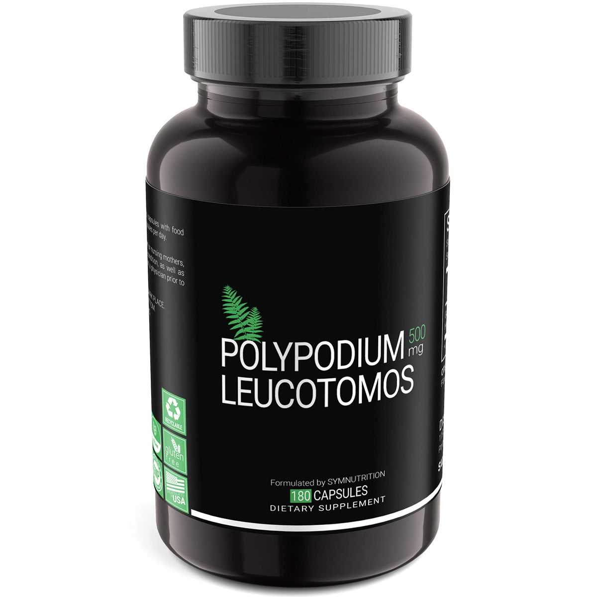 SYMNUTRITION frasco delante mostrando etiqueta y cantidad 180 cápsulas
