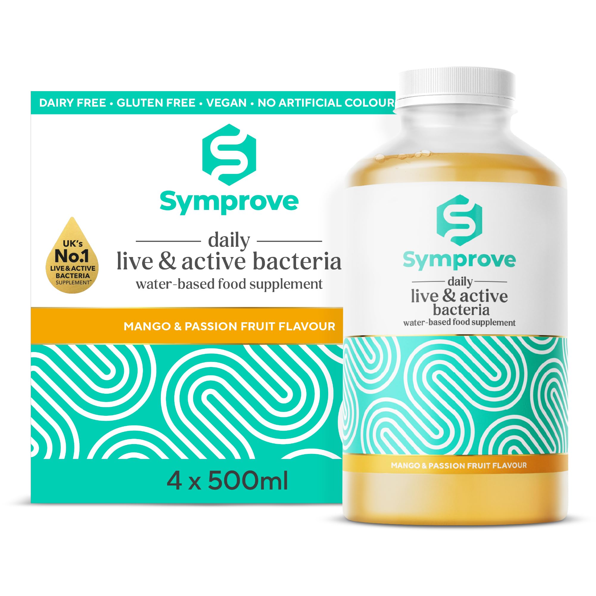Symprove lista de ingredientes en etiqueta, información clara y sin lácteos