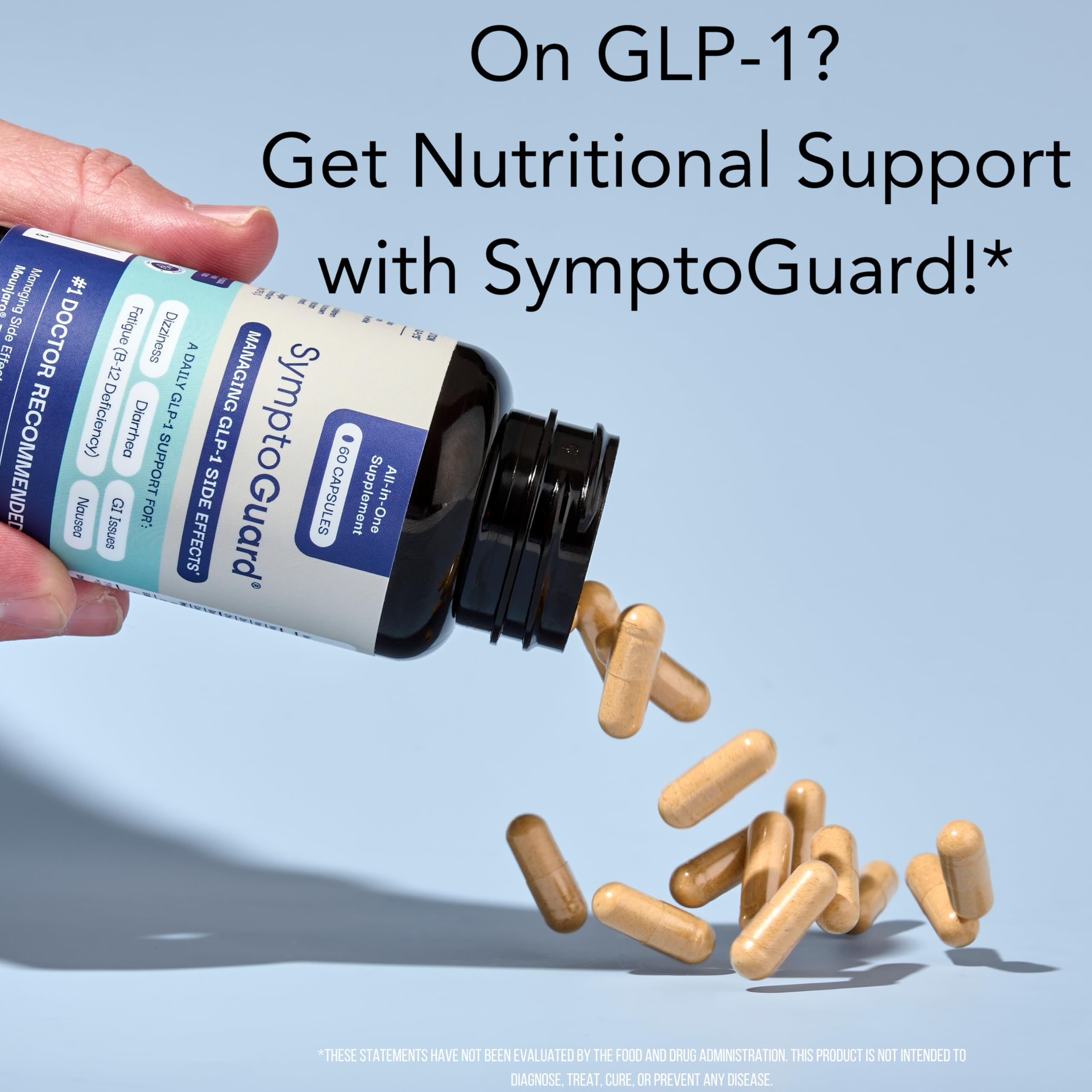 SymptoGuard etiqueta nutricional en primer plano mostrando ingredientes clave