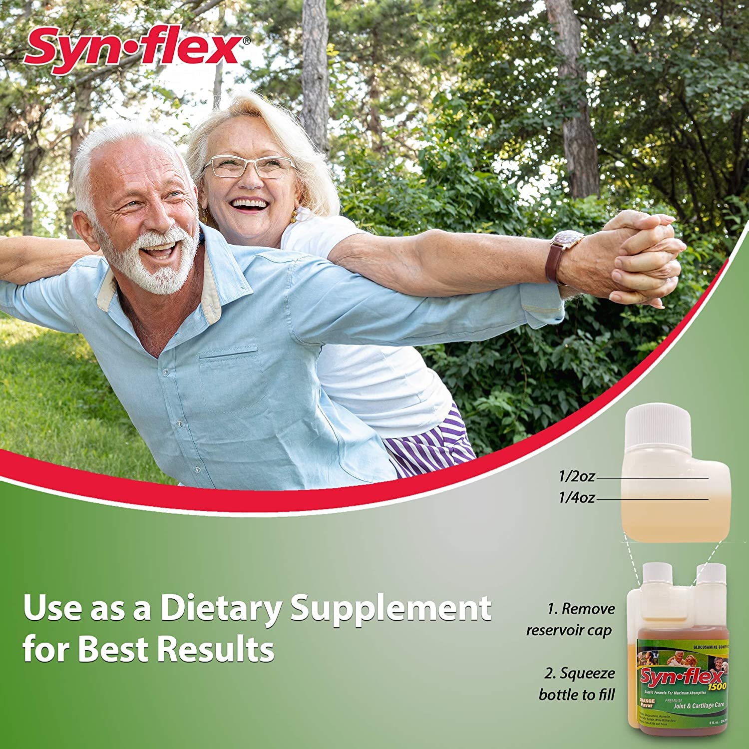 Etiqueta Synflex con lista de ingredientes y certificación GMP destacada