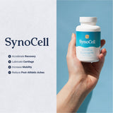 Synocell detalle de etiqueta y textura que destaca ingredientes clave