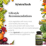 Syntratech Syntra5 frasco junto a calendario para mostrar uso organizado y ahorro