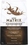 Syntrax Matrix envase frontal sabor milk chocolate mostrando etiqueta y beneficios