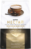 Syntrax Nectar Lattes frente del envase mostrando sello de aislado y beneficios
