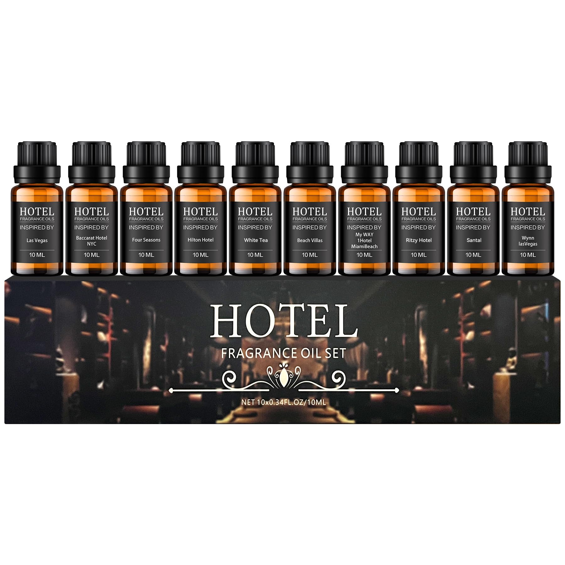 SYOEIO set frontal con tres aceites evocando lujo hotelero y ambiente relajante
