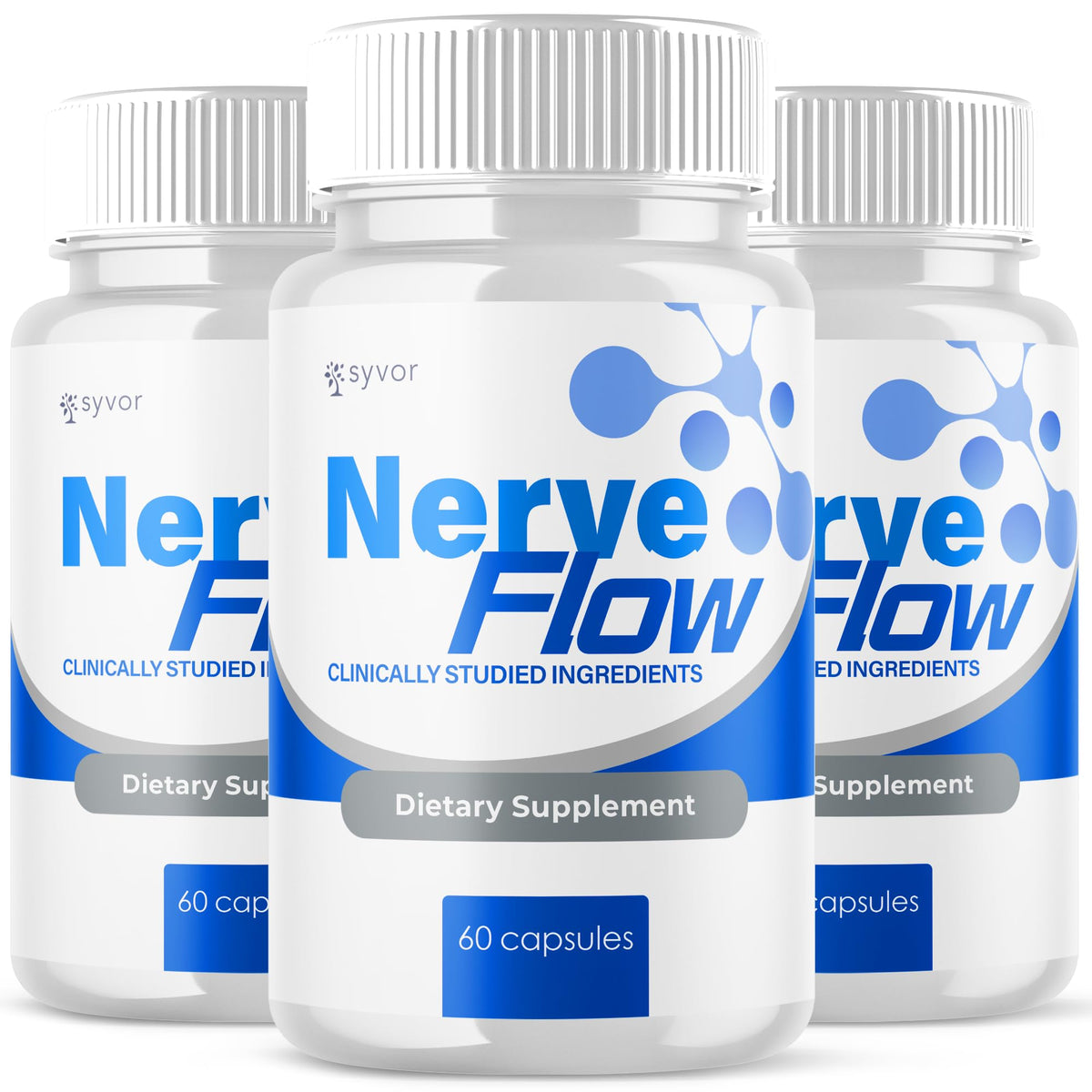 Syvor Nerve Flow frontal mostrando etiqueta y beneficio de apoyo diario