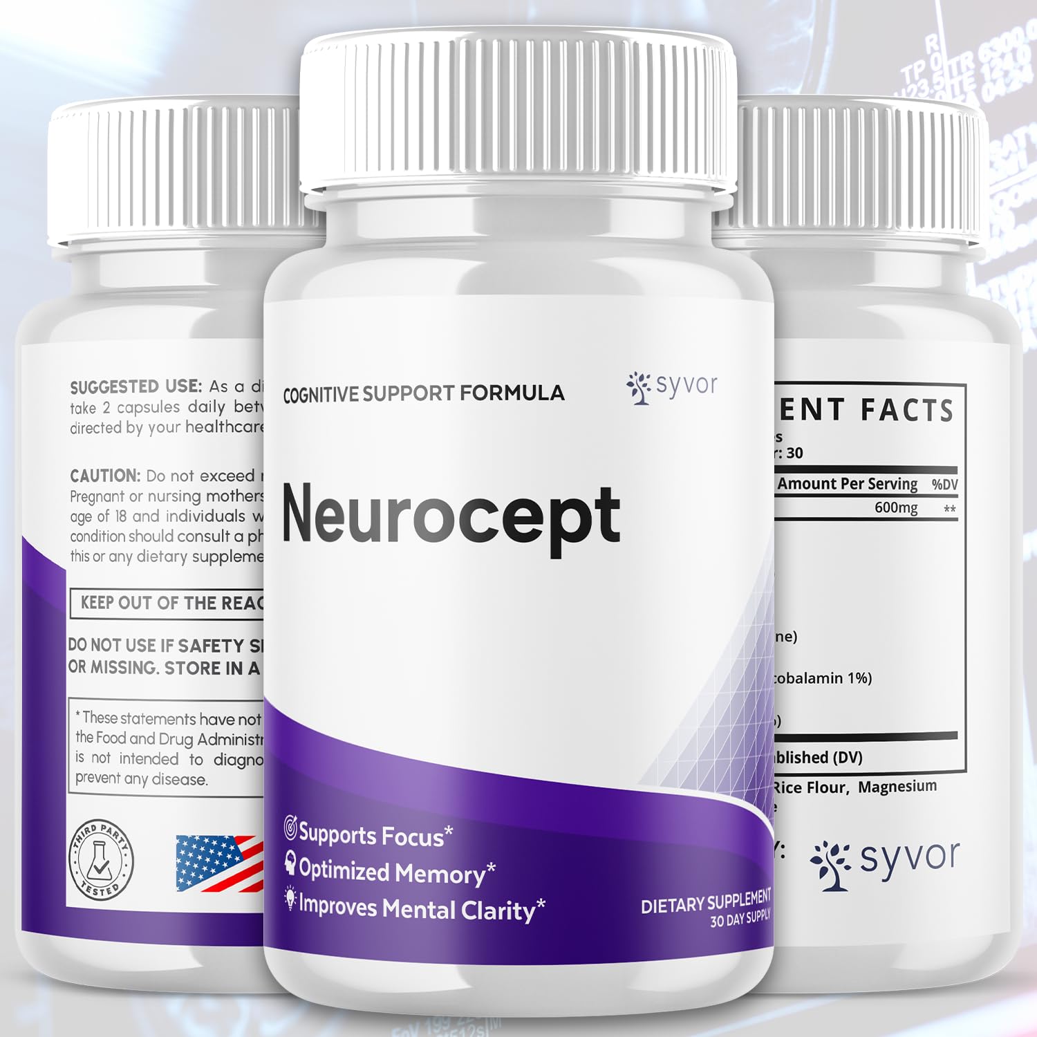 Syvor Neurocept cápsula en primer plano ofreciendo fácil ingestión y conveniencia