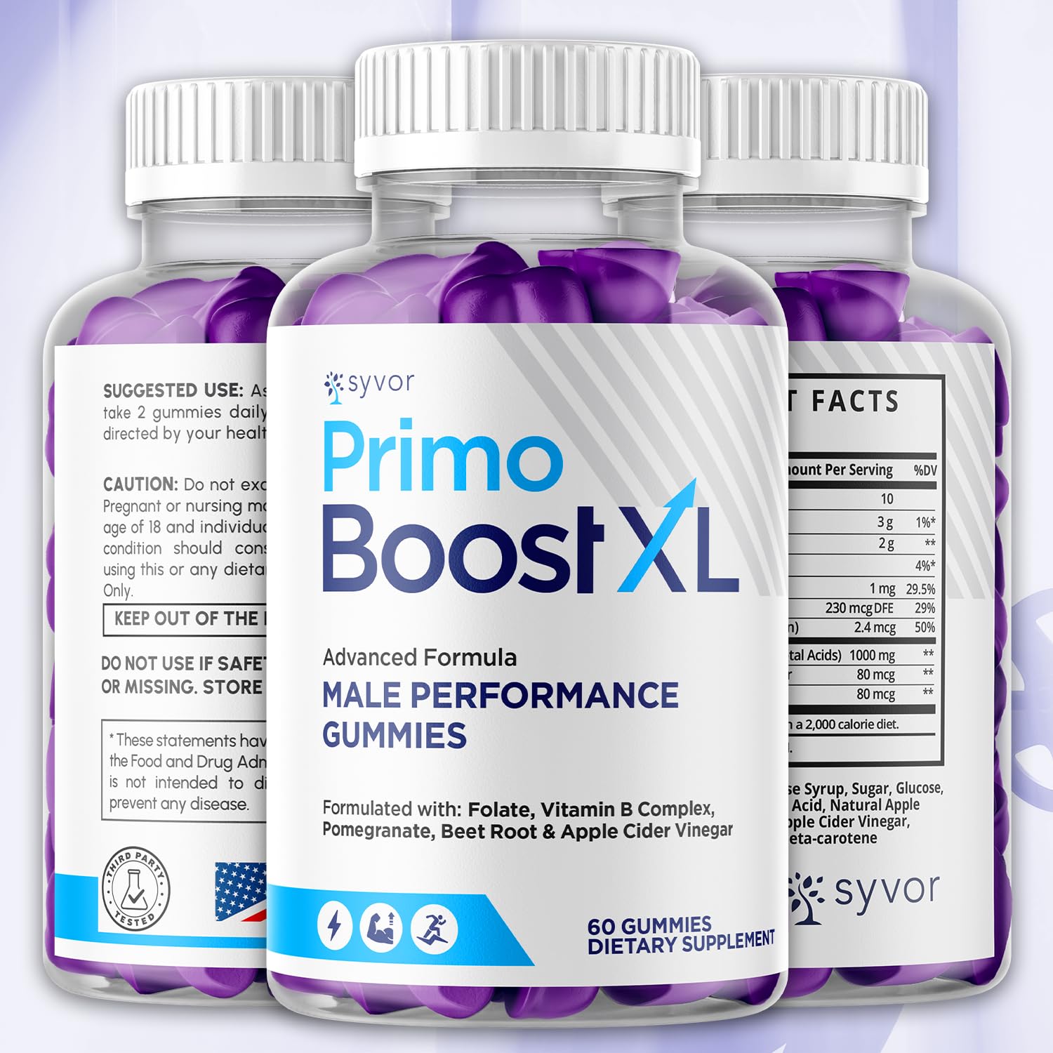 Syvor Primo Boost XL etiqueta nutricional legible con ingredientes clave