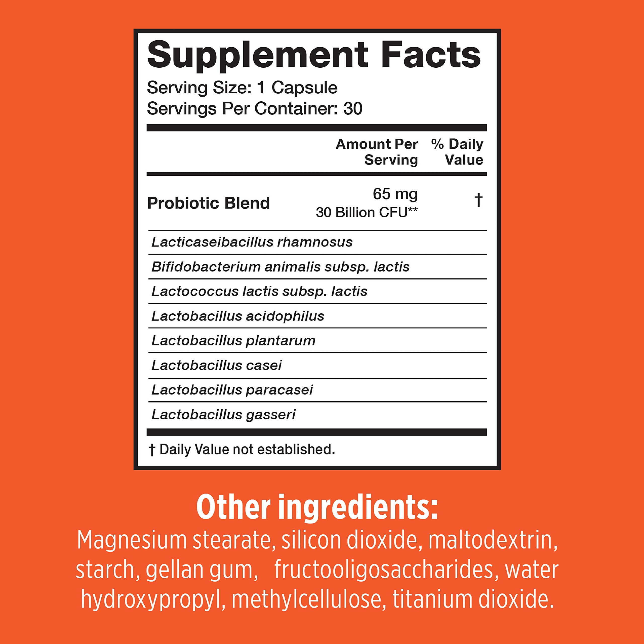 Szio+ Utiva Probiotic etiqueta nutricional en primer plano para transparencia de ingredientes