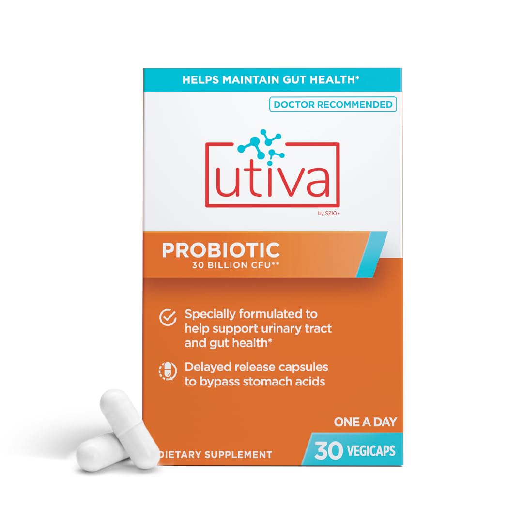Szio+ Utiva Probiotic vista frontal del empaque mostrando la presentación y beneficios