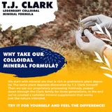 T.J. Clark etiqueta con lista de minerales y sin alérgenos visibles