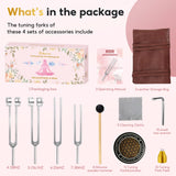 TABARO caja de regalo abierta con diapasones y accesorios organizada para regalo