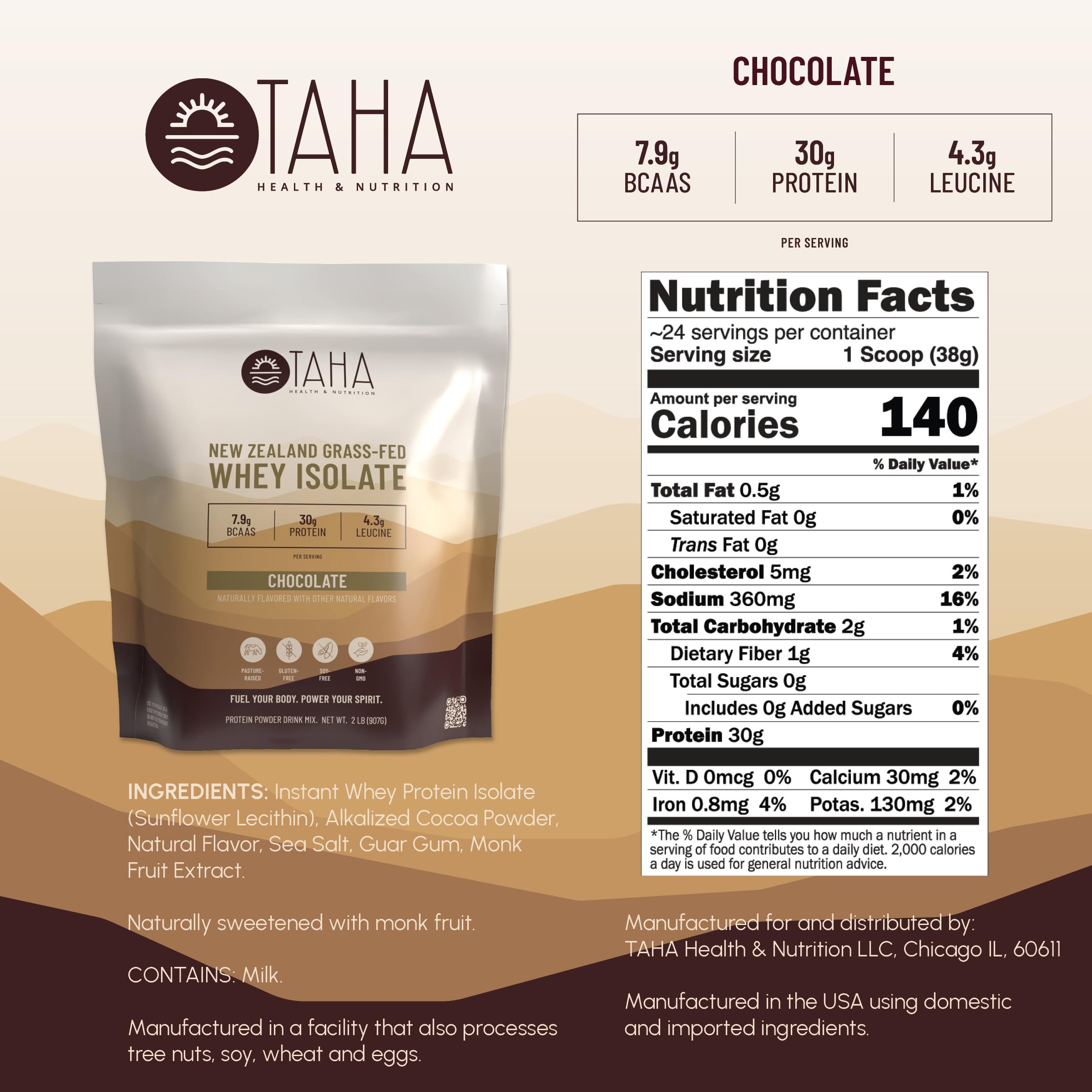 Taha Health & Nutrition cacao y monk fruit como ingredientes naturales y sabor