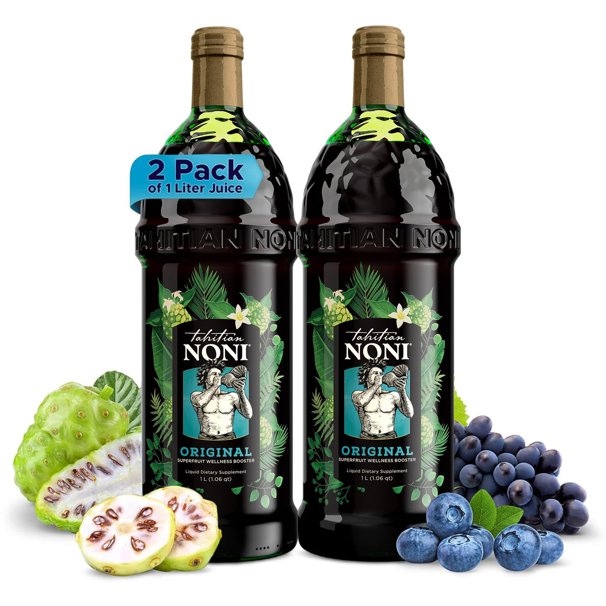 TAHITIAN NONI botella frontal mostrando diseño y formato doble1 L beneficios de origen
