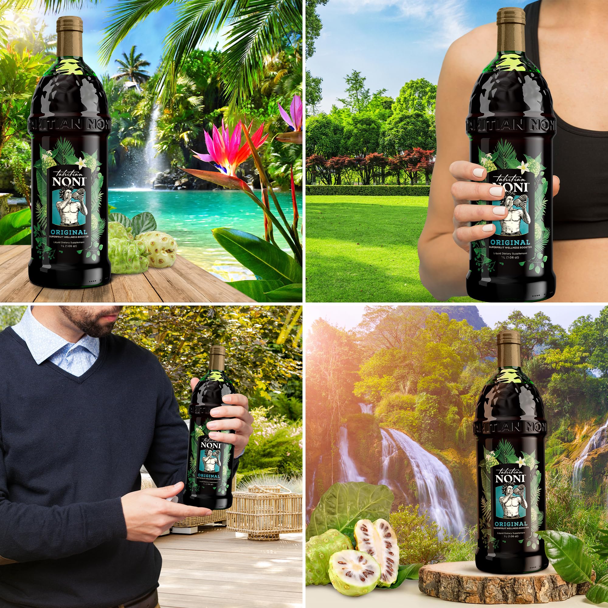 Tahitian Noni añadida a un batido resaltando versatilidad de uso