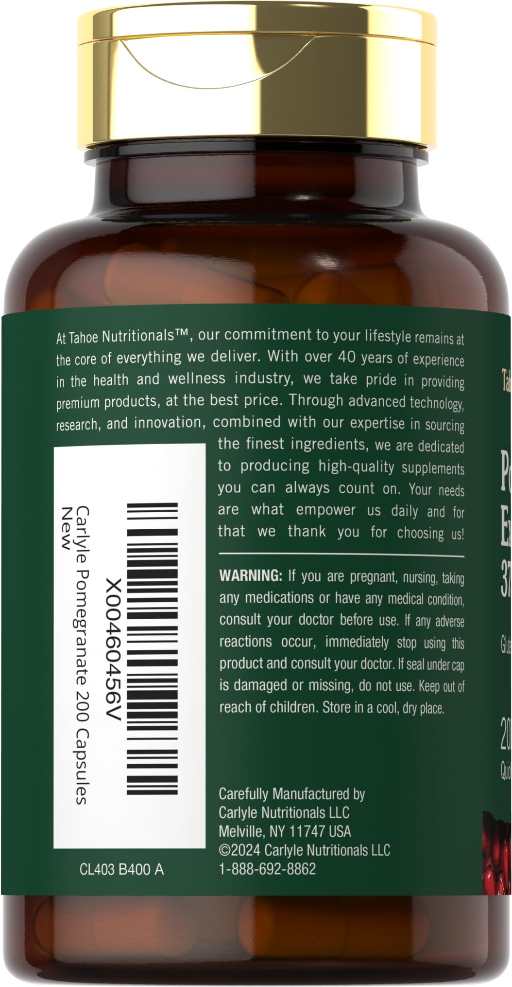Tahoe Nutritionals detalle del polvo de extracto de granada para textura pura