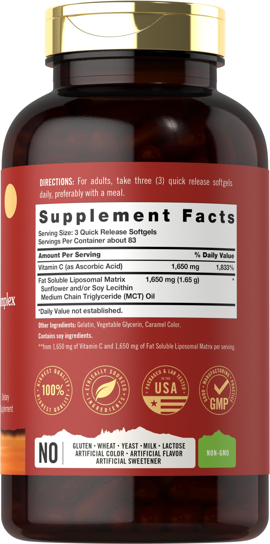 Tahoe Nutritionals etiqueta nutricional con datos claros y beneficios