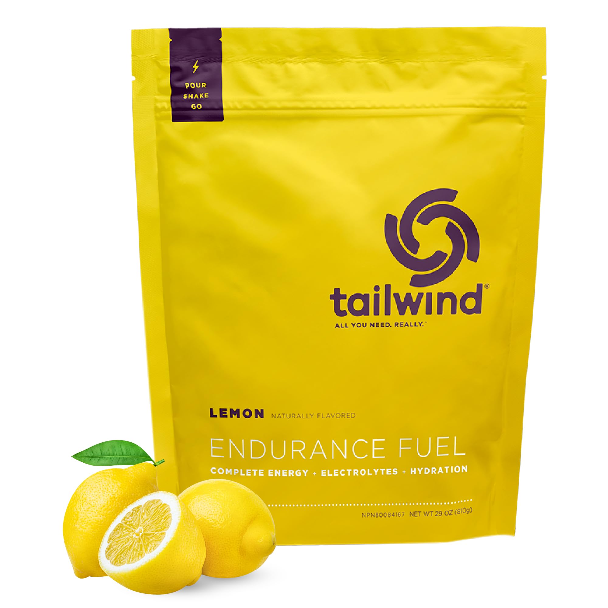 Tailwind Nutrition frente del envase sabor limón mostrando presentación y ventajas
