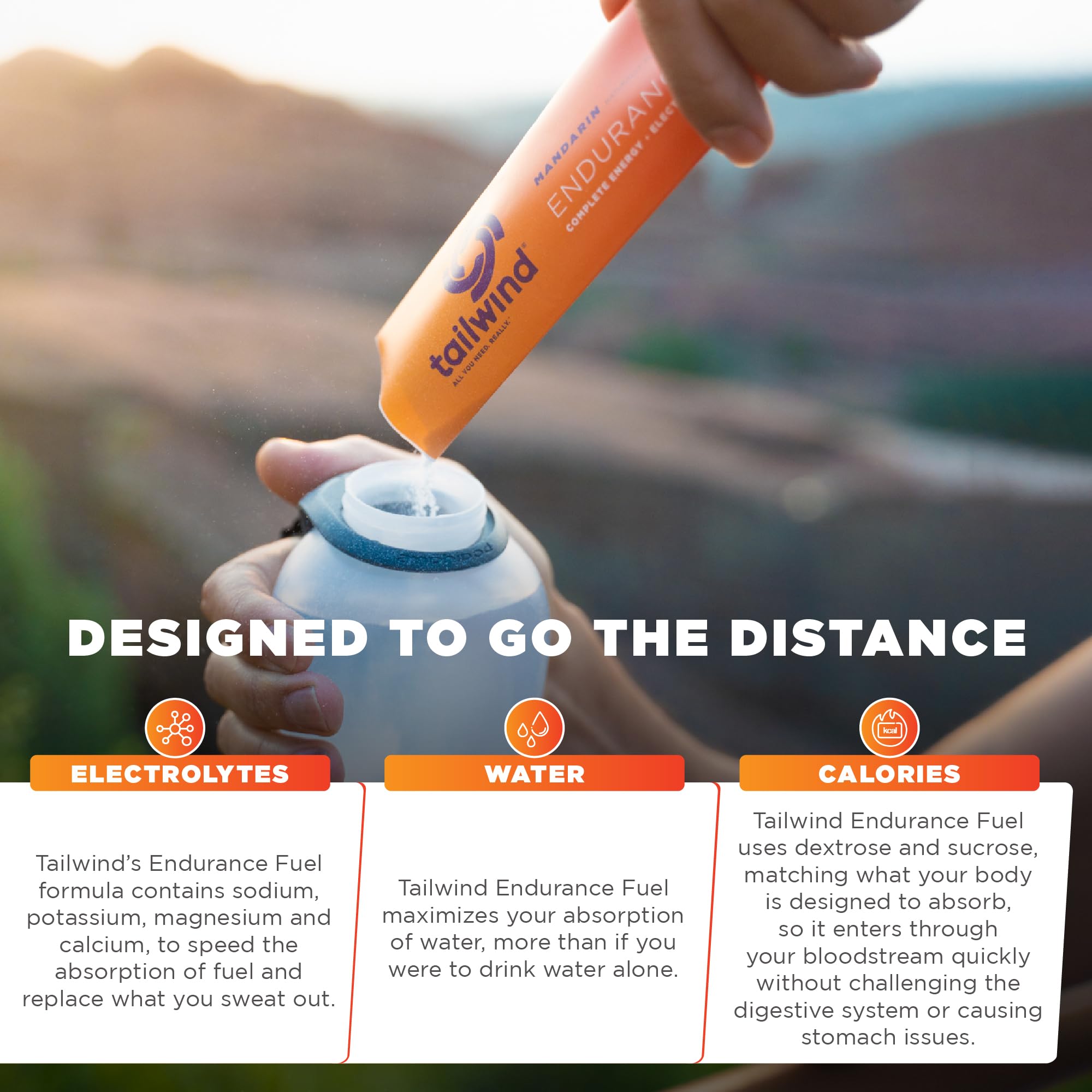 Tailwind Nutrition bebida mandarina en botella lista para beber durante entrenamiento