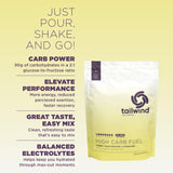 Tailwind Nutrition polvo fino y soluble mostrando textura fácil de mezclar