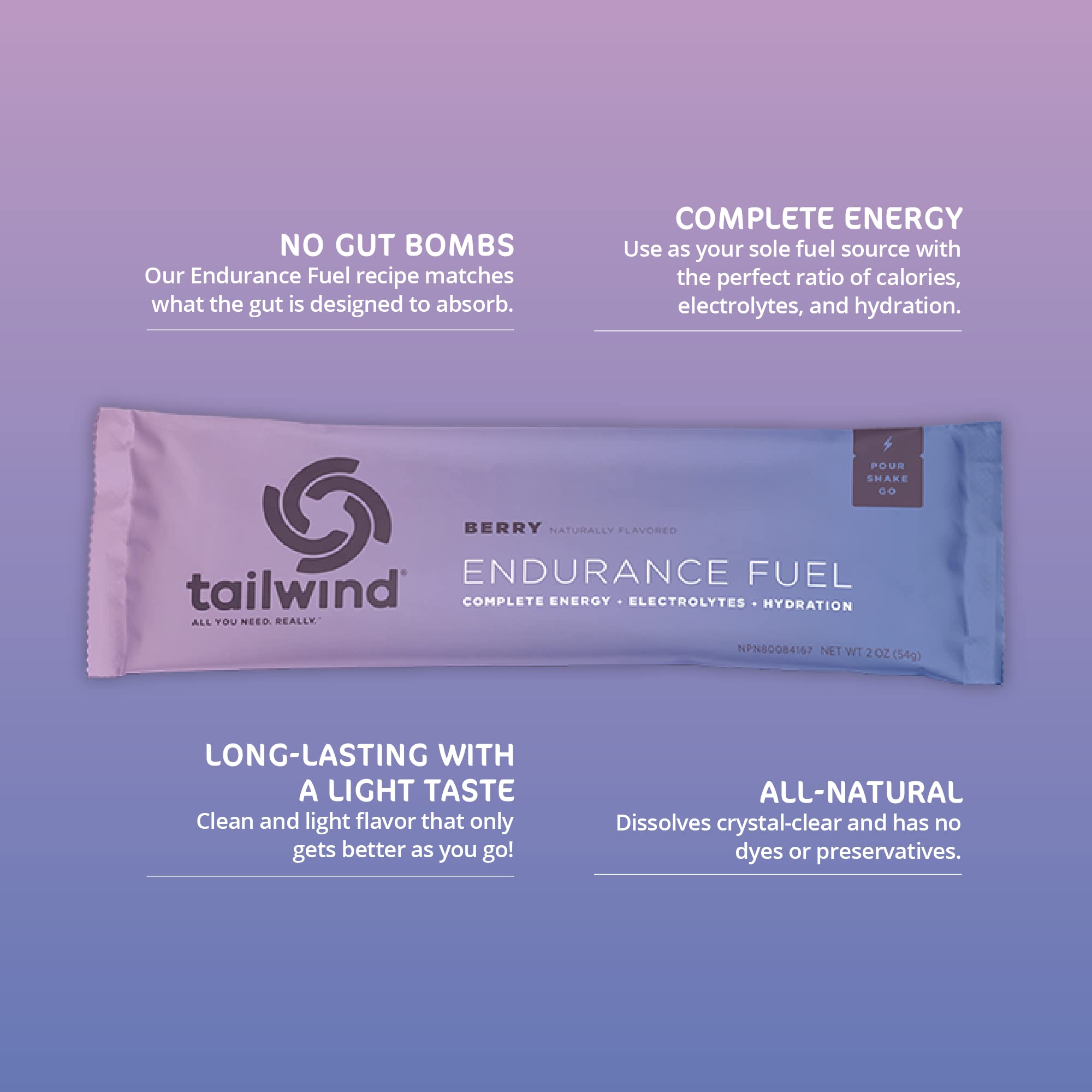 Textura del polvo Tailwind Berry disuelto destacando fácil disolución y limpieza del bidón