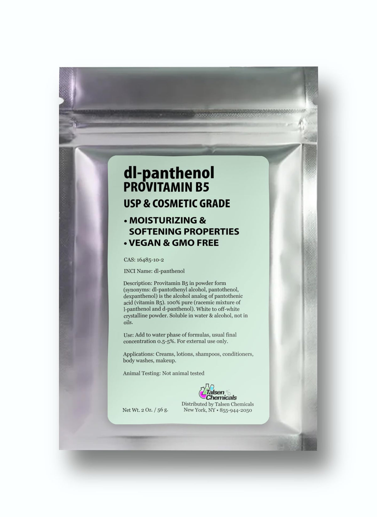 Talsen Chemicals envase frontal del polvo dl-panthenol, ingrediente puro para fórmulas
