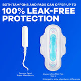 Tampax muestra de absorbencias Super, Super Plus y Ultra para elegir flujo