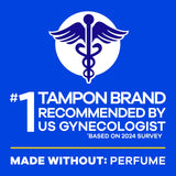 Tampax textura del tampón demostrando expansión FormFit