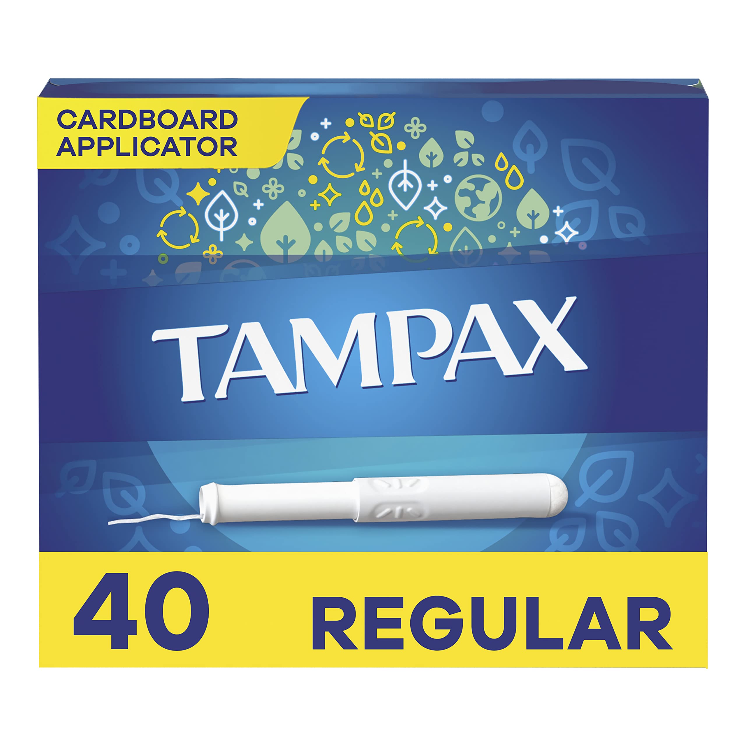 Tampax presentación frontal mostrando caja y cantidad, protección confiable