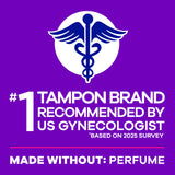 Tampax Radiant en bolso o tocador listo para llevar y seguridad diaria