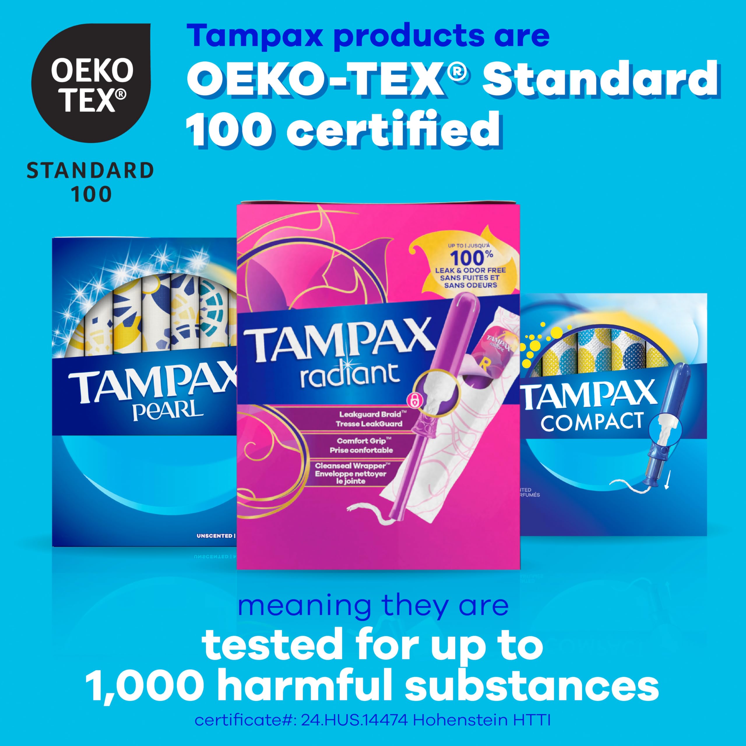 Tampax Radiant caja reciclable apoyando sostenibilidad del empaque