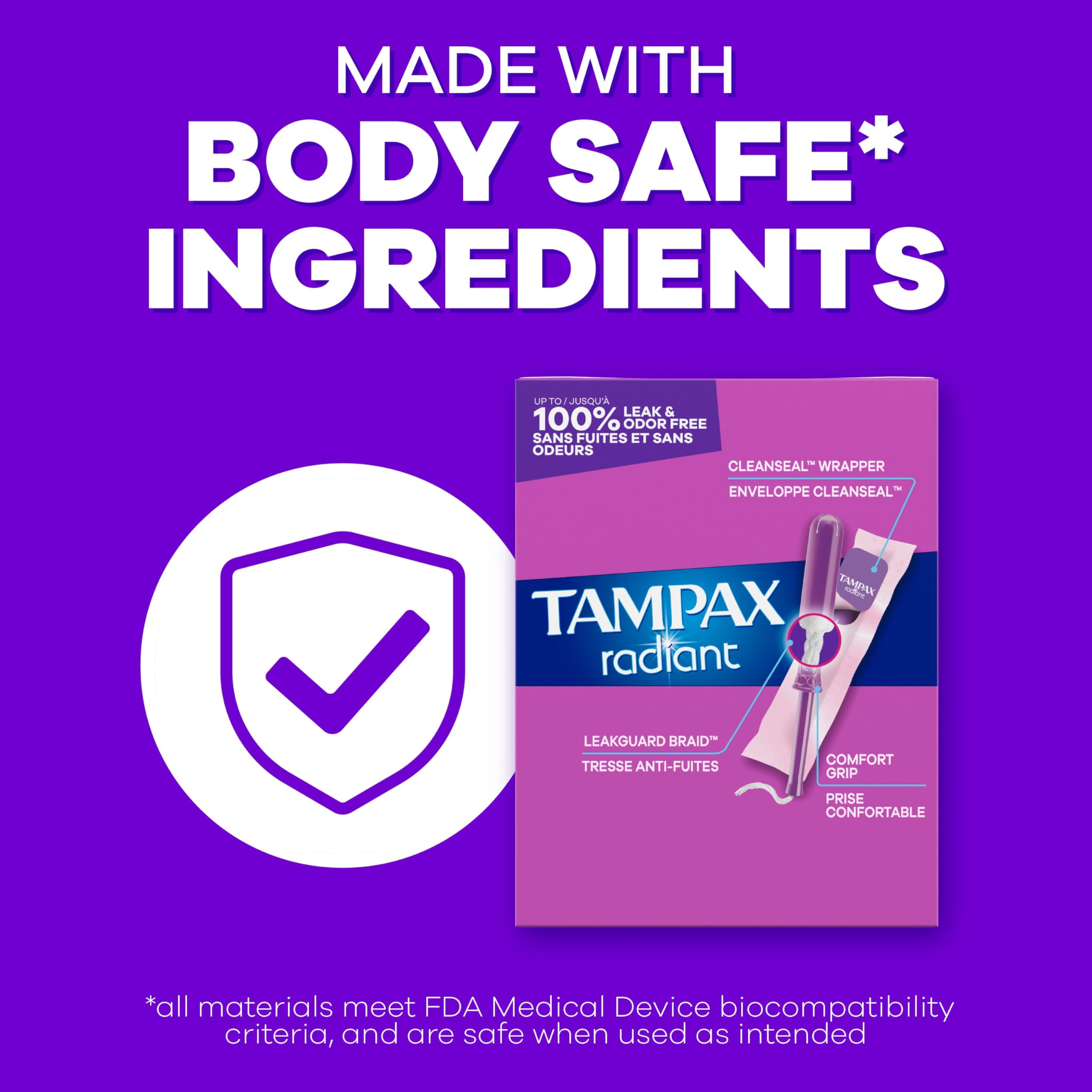 Tampax envoltorio CleanSeal cerrado para eliminación silenciosa y limpia