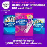 Tampax Radiant etiqueta OEKO-TEX y cumplimiento de biocompatibilidad