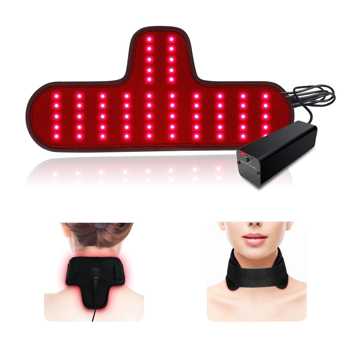 Tamthna vista frontal del cinturón para cuello mostrando forma ergonómica y comodidad