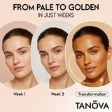 Tanova cápsulas apiladas destacando pureza y aspecto natural