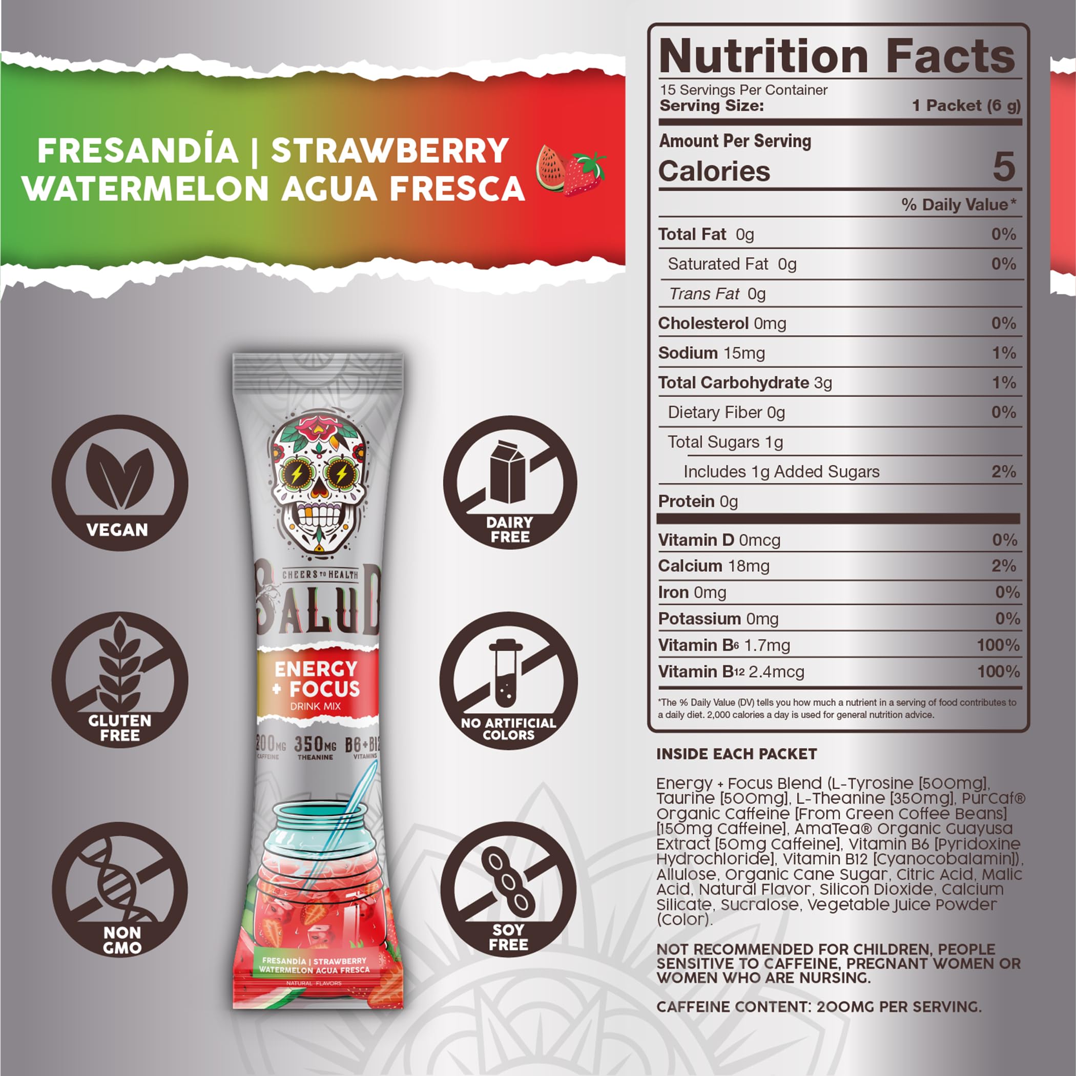 Taste Salud bebida preparada en vaso con hielo, beneficio refrescar y energizar