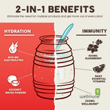 Taste Salud etiqueta nutricional visible, información de vitaminas y Wellmune