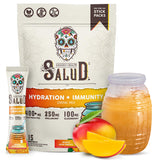 Taste Salud frente del empaque mostrando 15 sobres y beneficio portable
