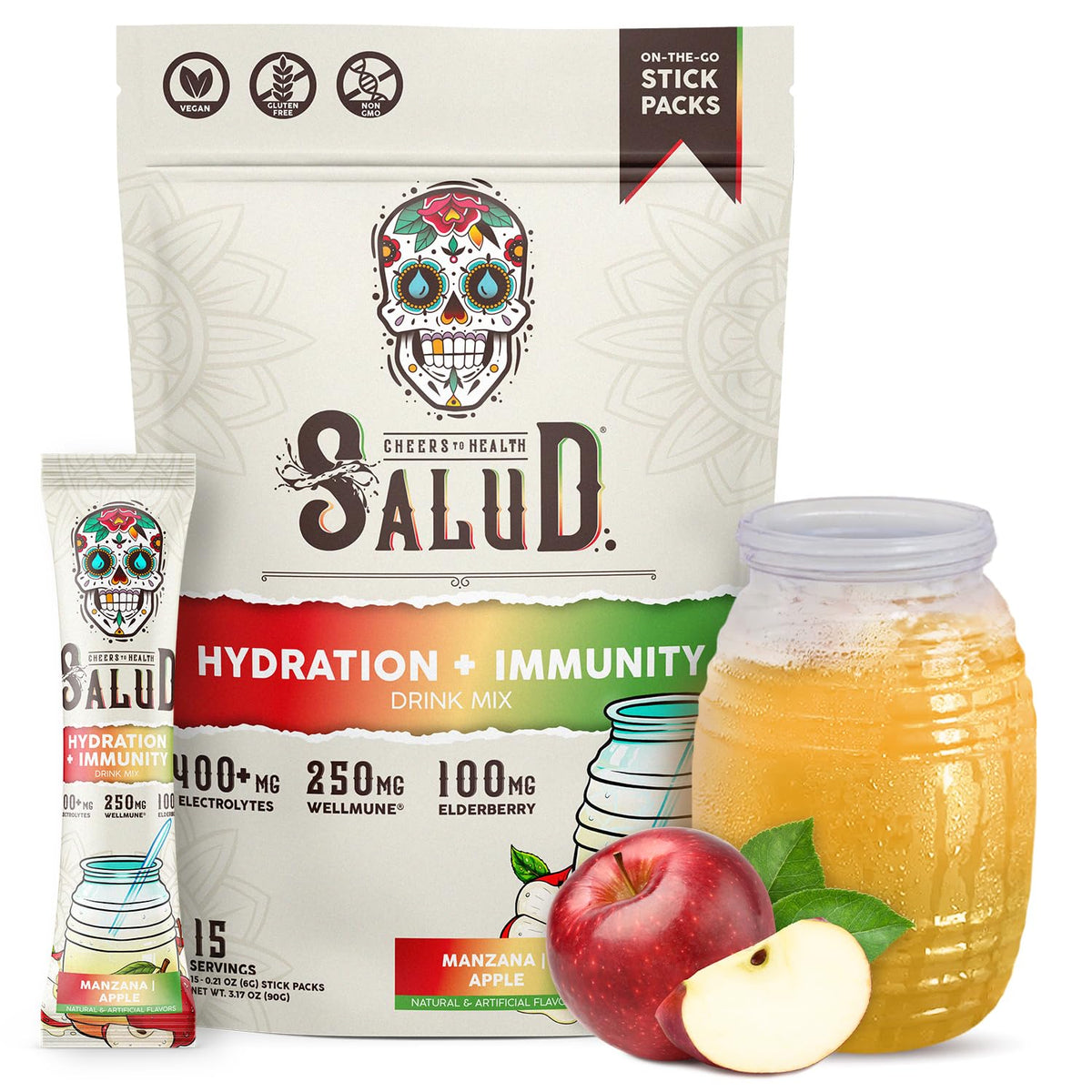 Taste Salud frente del empaque mostrando 15 sobres y beneficios claros