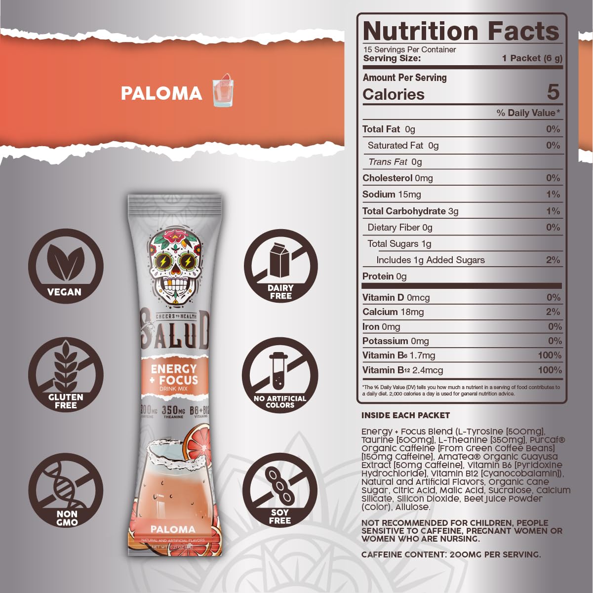 Taste Salud mezcla en vaso con agua demostrando bebida refrescante