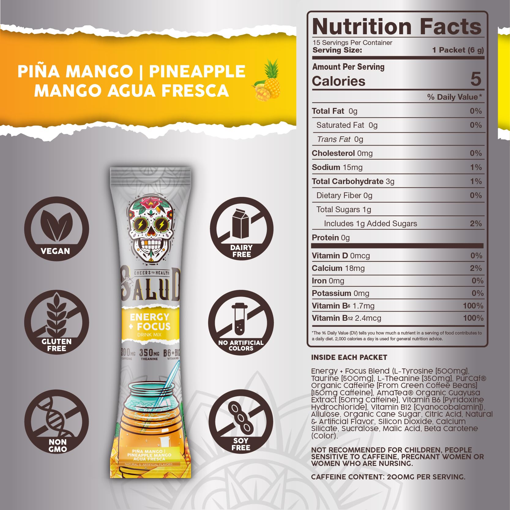 Taste Salud textura del polvo color amarillo con gránulos finos y disolución fácil