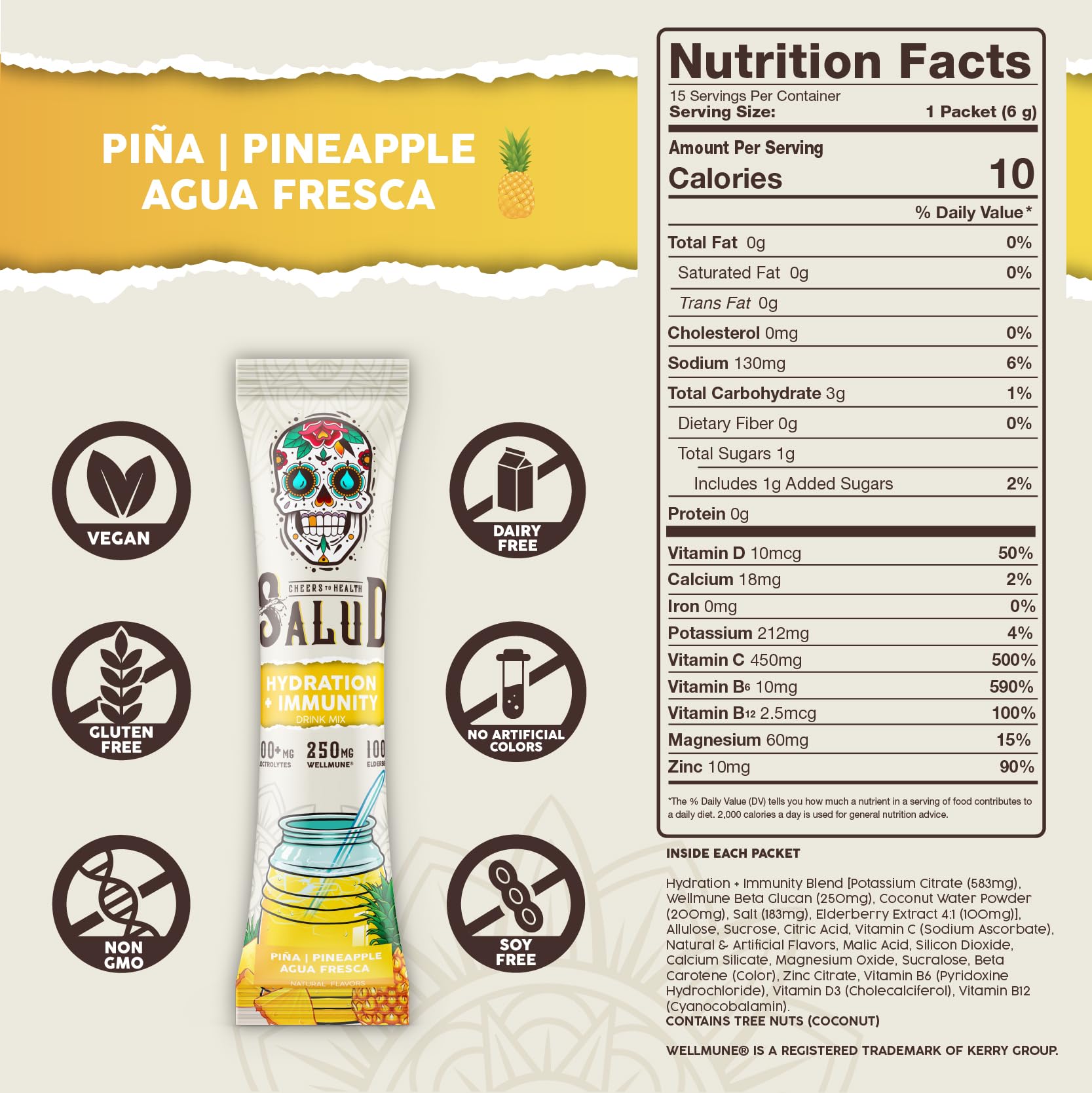 Taste Salud sobre abierto mostrando contenido en polvo listo para mezclar