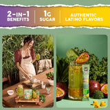 Taste Salud sobre abierto detallando textura fina del polvo energético