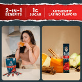 Taste Salud sobre abierto con polvo, mostrando textura y mezcla rápida