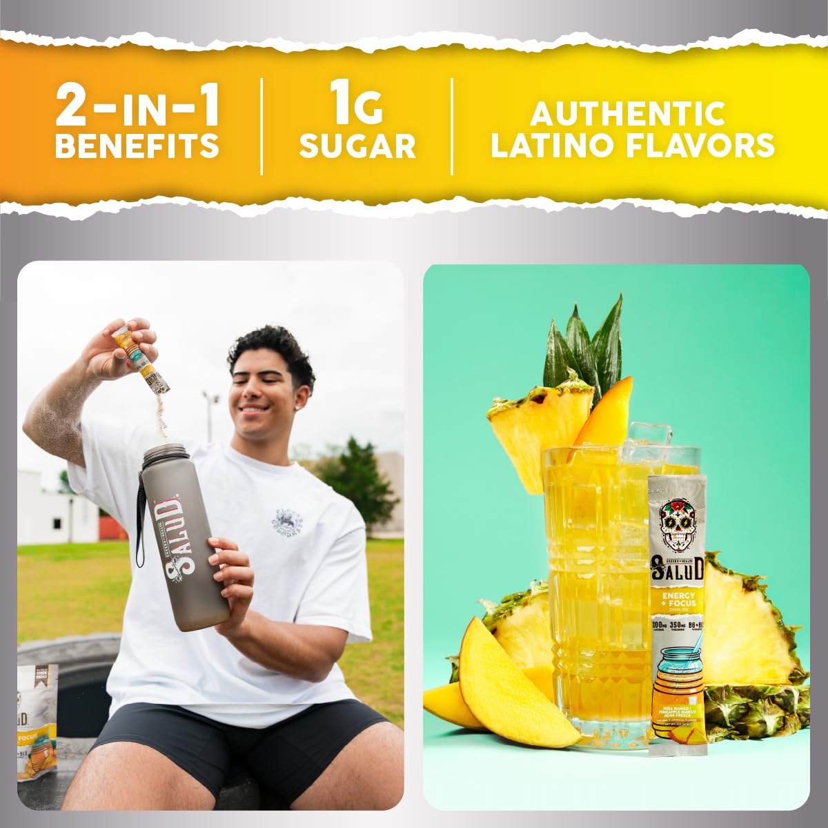 Taste Salud sobre individual piña mango listo para llevar y mezclar rápido