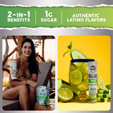 Taste Salud sobres individuales en mano destacando portabilidad y conveniencia