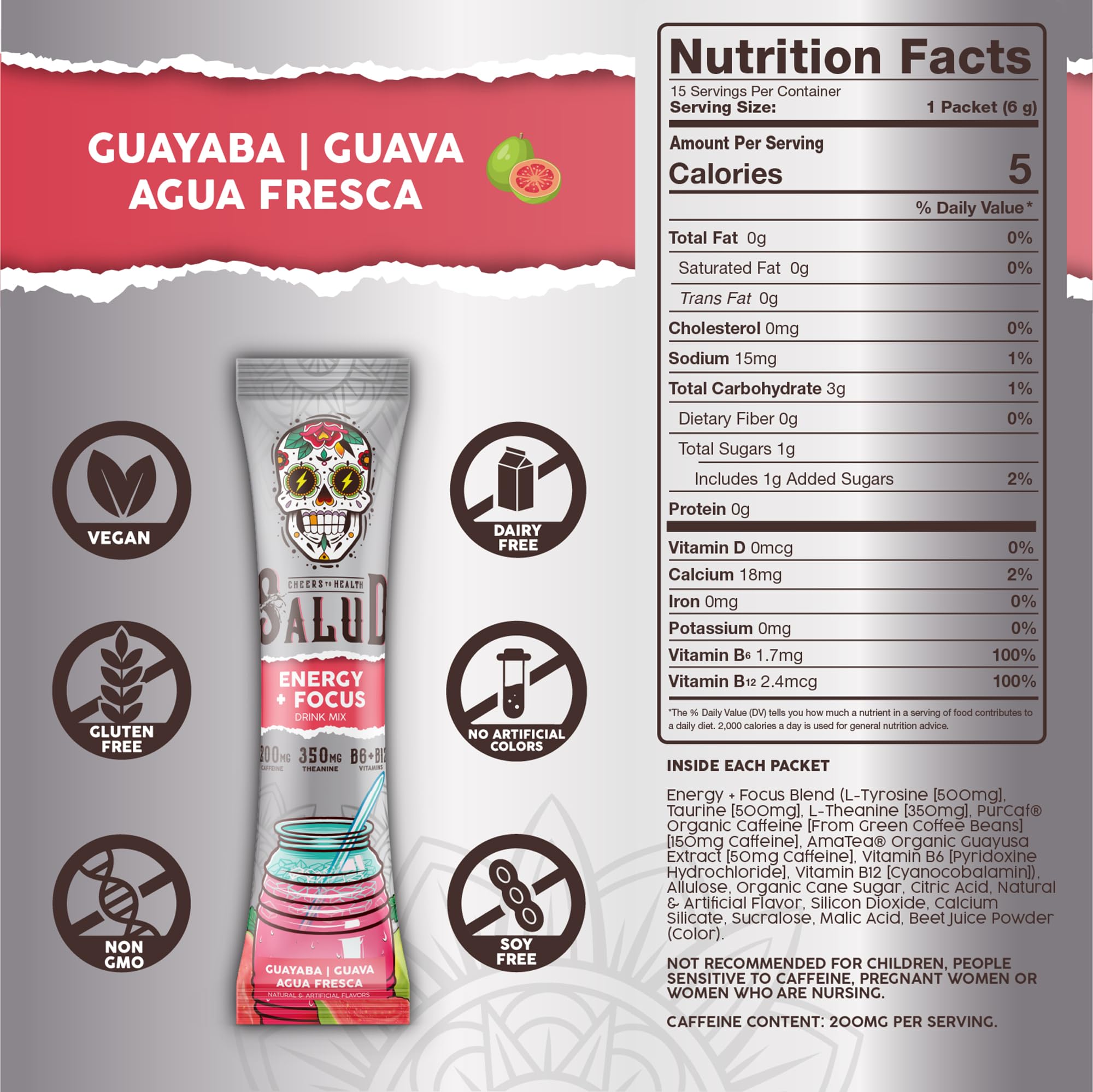 Taste Salud polvo en primer plano, textura fina y mezcla rápida