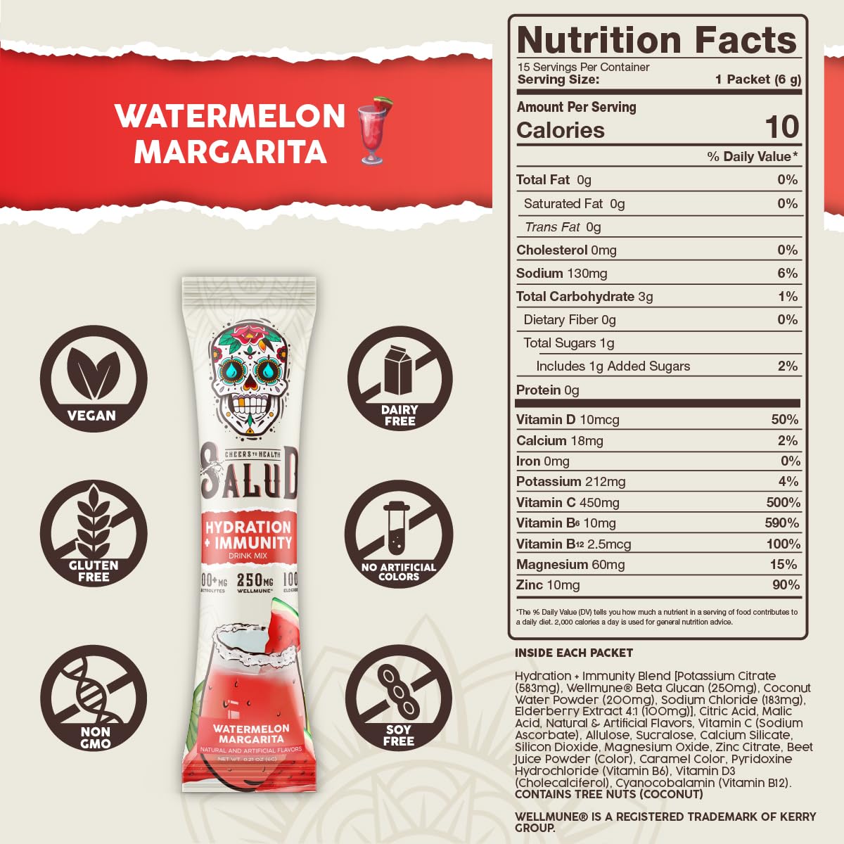 Taste Salud bebida Watermelon Margarita en vaso, hidratación sabrosa